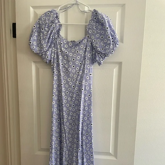 Miss Selfridge puff sleeve midi dress in lavender size US 8 - Picture 2 of 3